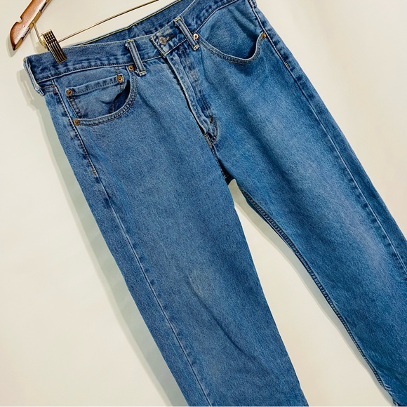 Levis Mens Light Blue Washed 505 Jeans Size 34 X 29 - Picture 4 of 9